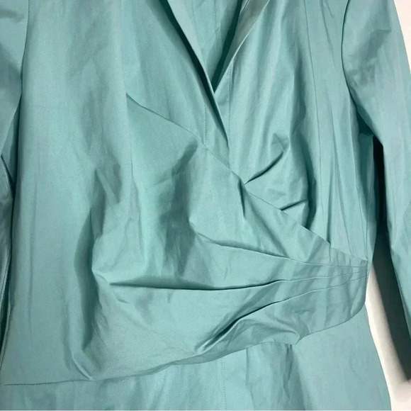 Lafayette 148 Blue-Green Stretch Poplin Ruched Pleat Tunic Shirt Size 8 - Picture 6 of 7
